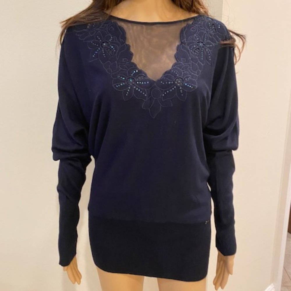 Sexy Dark Navy Evening Sweater
